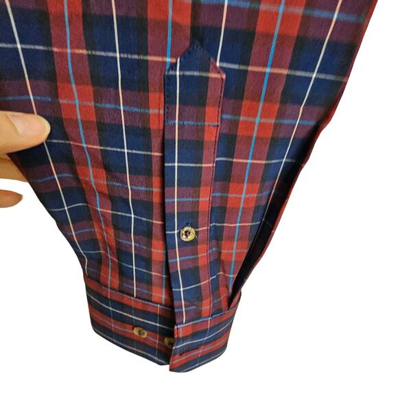 Mizzen + Main Leeward Shirt Blue Red Plaid Button Down Dress Shirt Men XXL - Picture 4 of 8